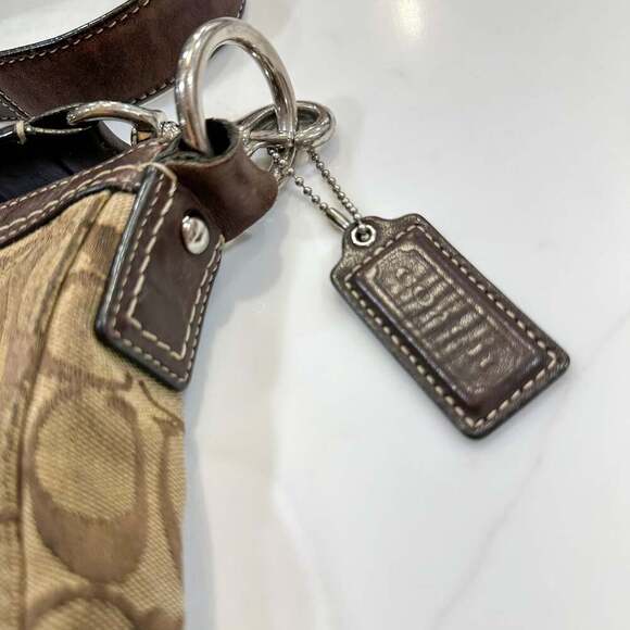 Coach Chelsea Signature Brown Canvas Hobo Shoulder Bag Y2K - Picture 3 of 14